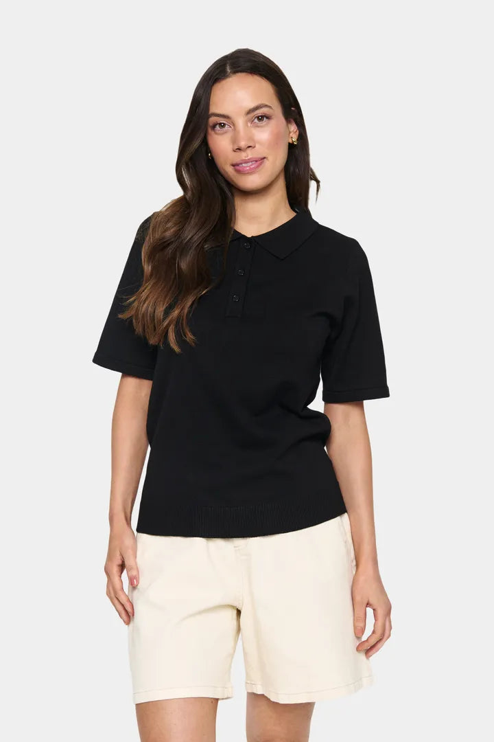 Saint Tropez Mila Polo SS Black Genser