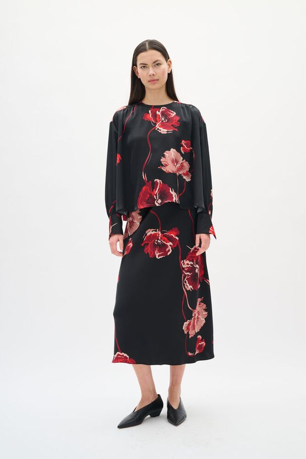 Inwear Dawn Black Poppy Rose Bluse