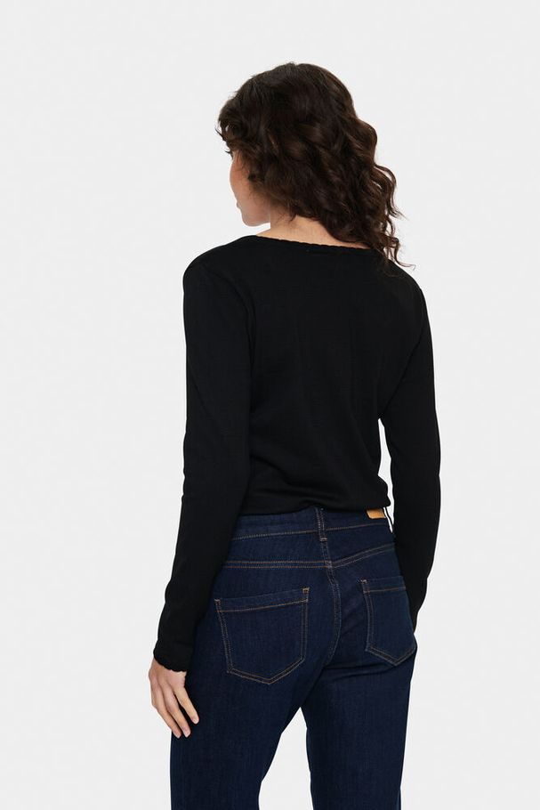 Saint Tropez Mila LS V-Neck Black Genser