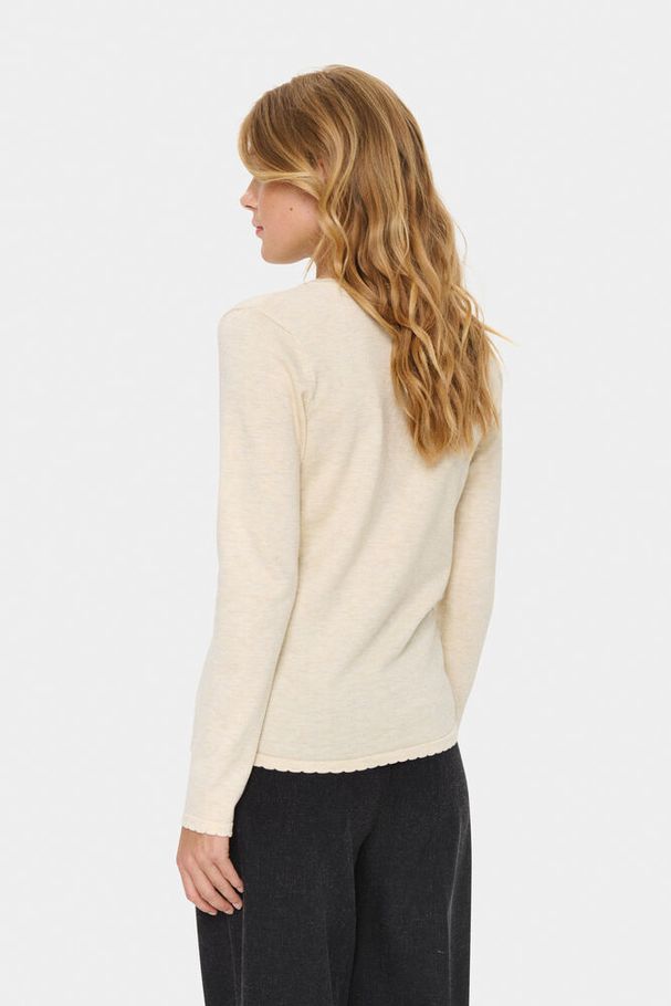 Saint Tropez Mila LS V-Neck Brown Rice Melange Genser