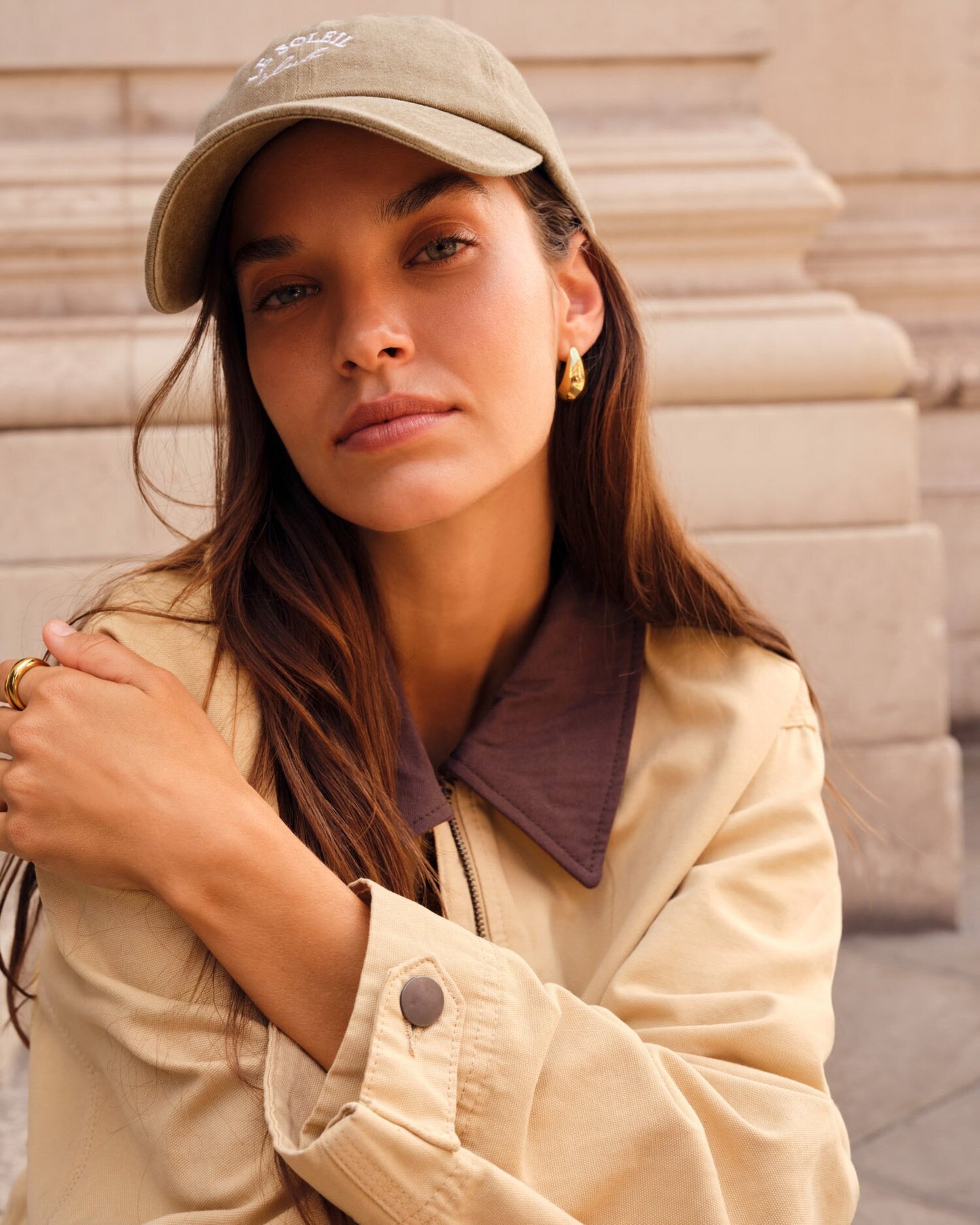 Katie Loxton Embroidered Taupe Caps