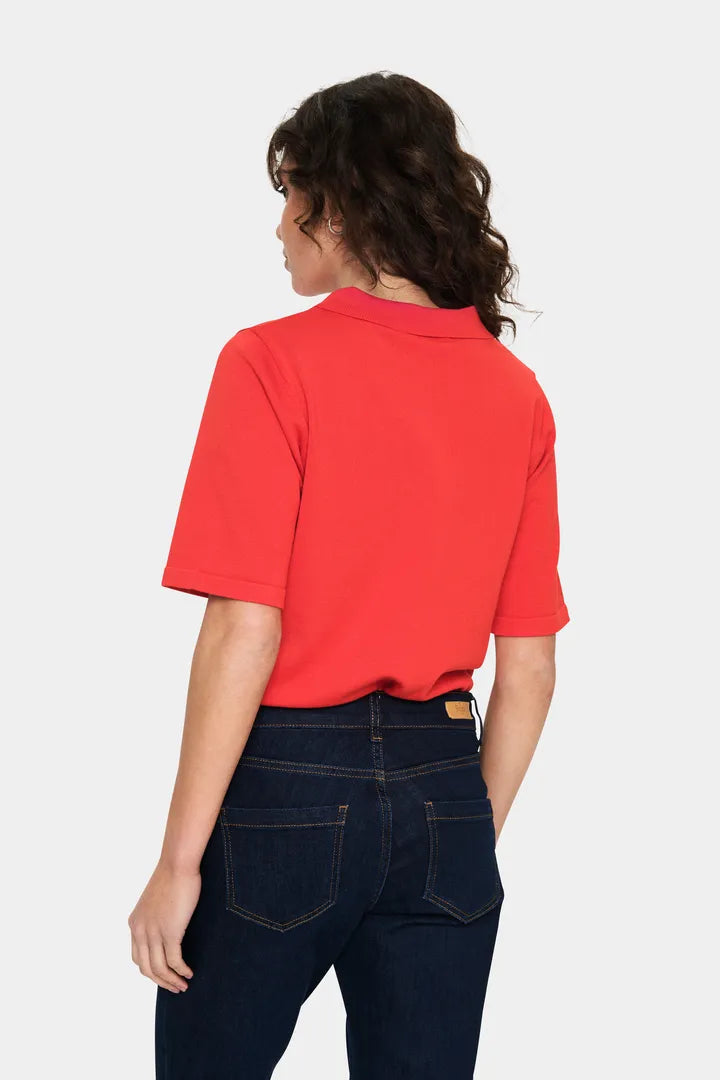 Saint Tropez Mila Polo SS Flame Scarlet Genser