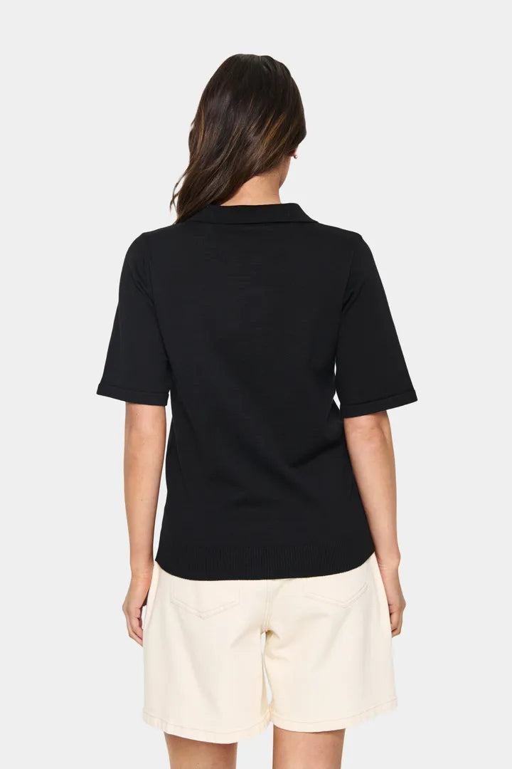 Saint Tropez Mila Polo SS Black Genser