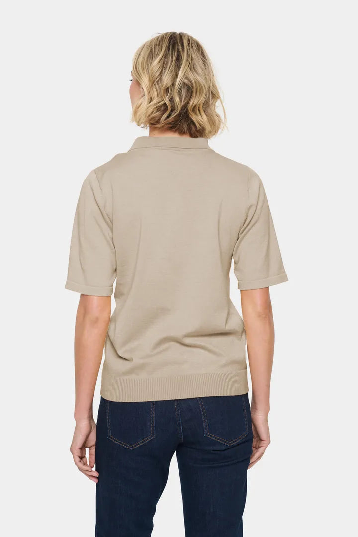 Saint Tropez Mila Polo SS Taupe Genser