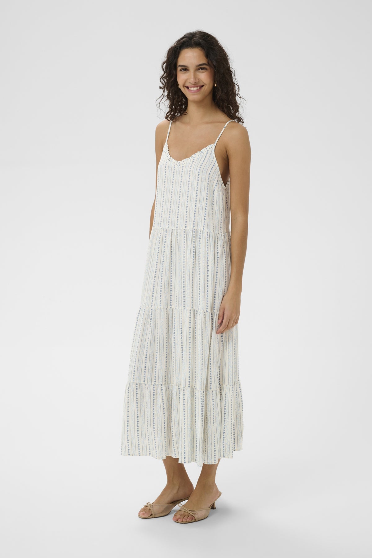 Saint Tropez Eda Maxi Strap Dress Ice Vallarta Flower Strip
