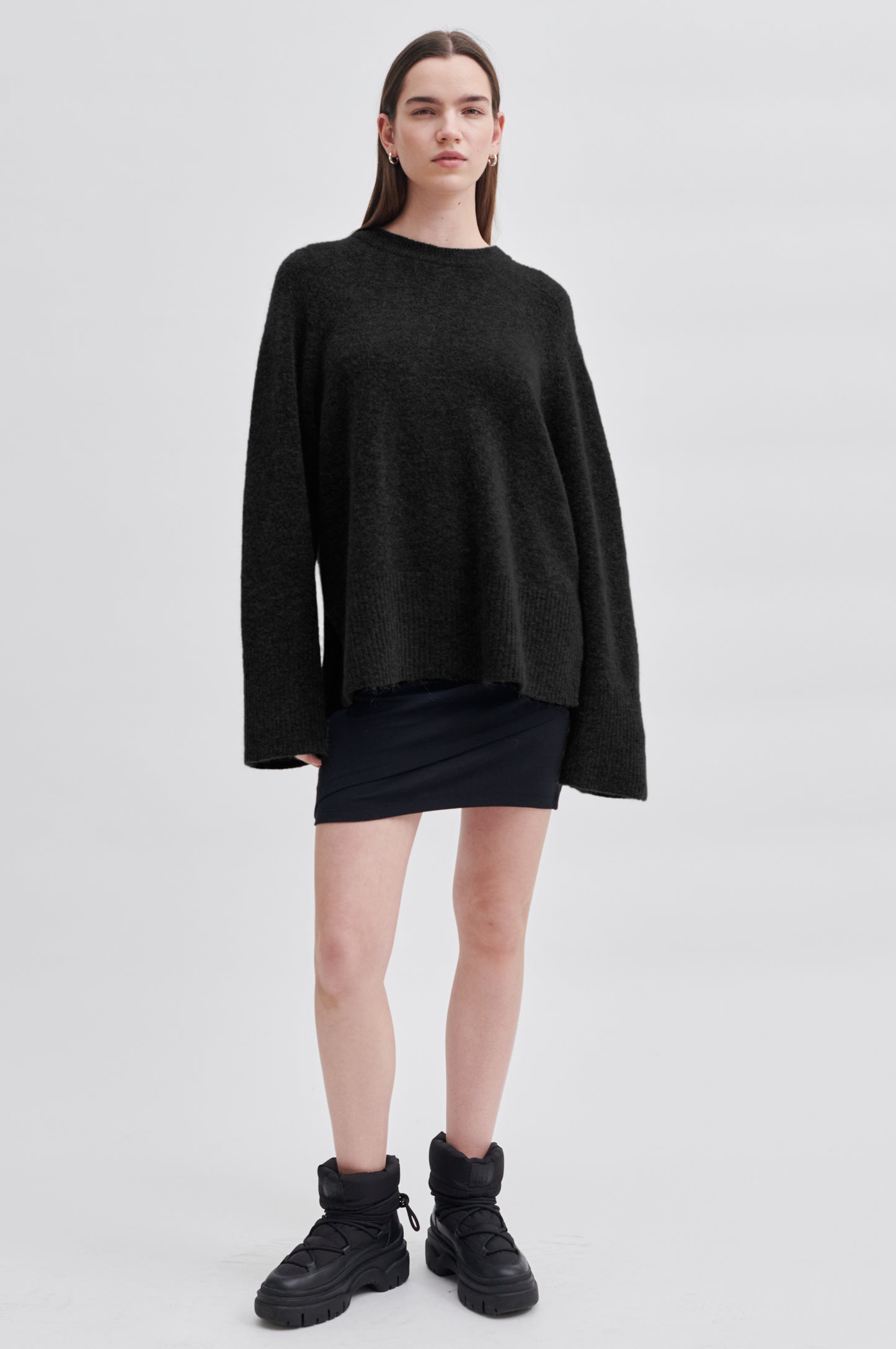 Second Female Brookline Knit Ragland Black O-Neck