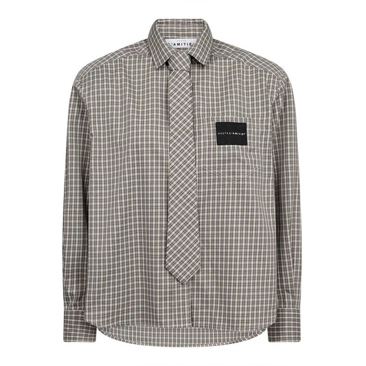 HAUTE L`AMITIE Chess Tie Beige Shirt