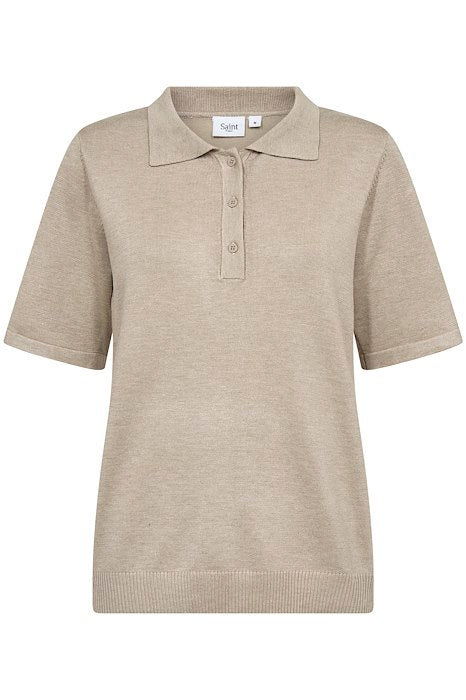 Saint Tropez Mila Polo SS Taupe Genser